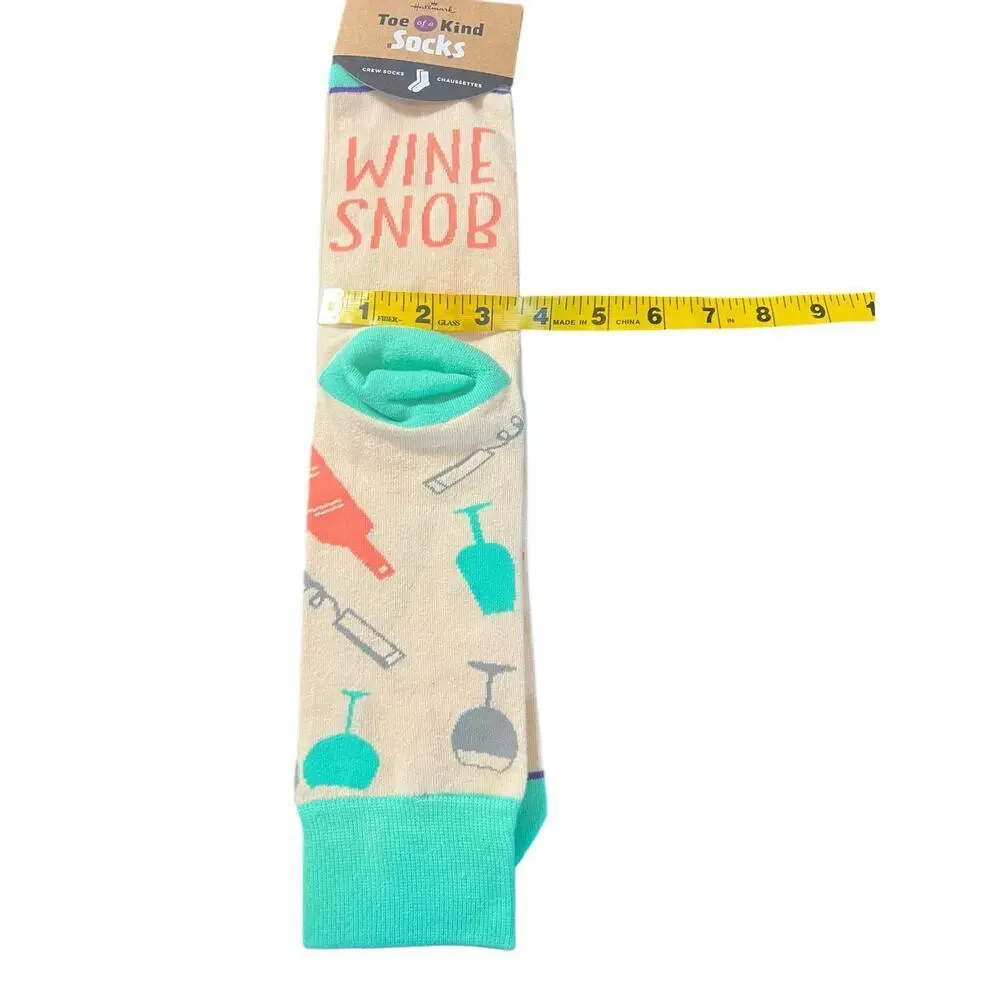HALLMARK TOE OF A KIND WOMENS CREW SOCKS WINE SNOB GRAPHICS NWT